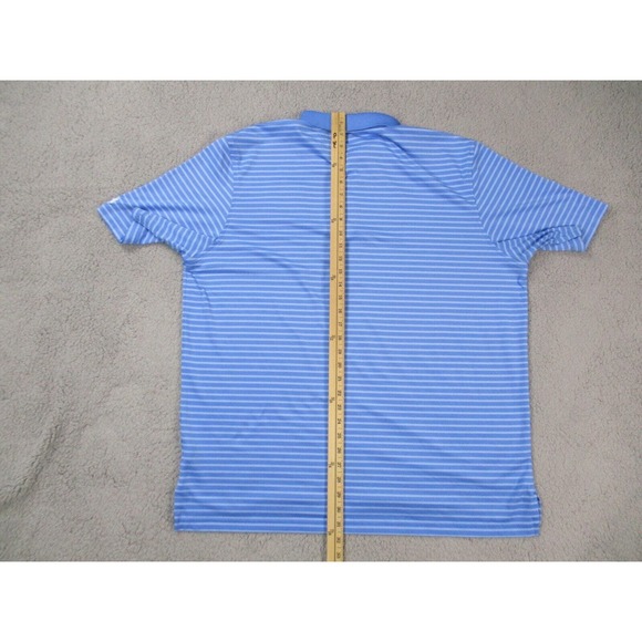 Under Armour Polo Shirt Mens XXL Blue Heat Gear Loose Golf Golfing Striped - Picture 10 of 12